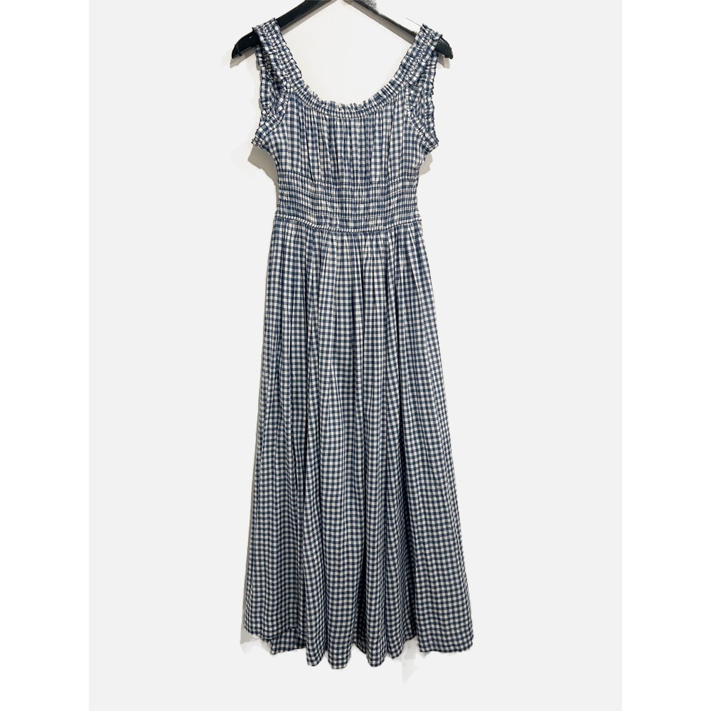 Doen Emmaretta Midi Dress in Blue Gingham Size Medium - Picture 6 of 14